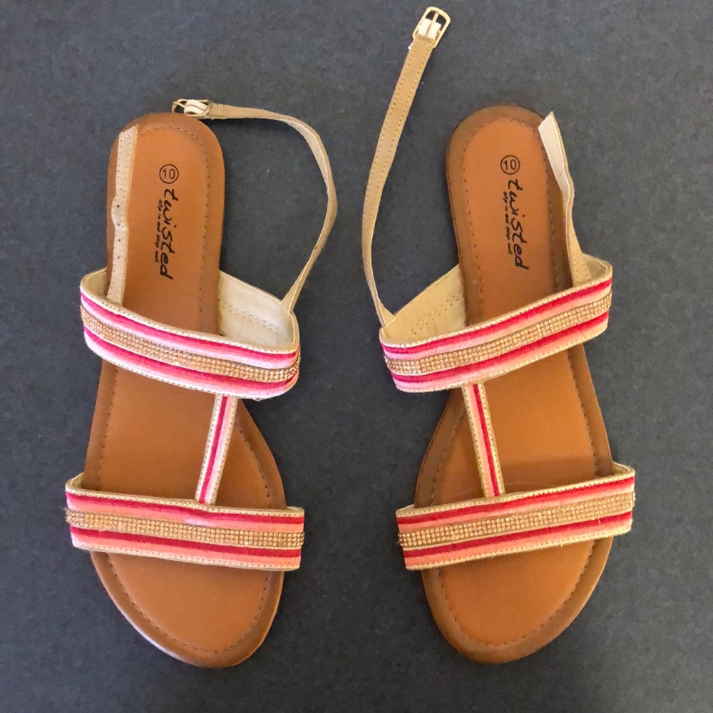Pink and glitter sandals